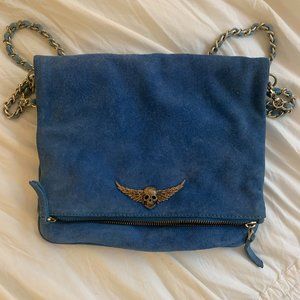 Zadig & Voltaire Blue Suede Rock Crossbody Flap Bag